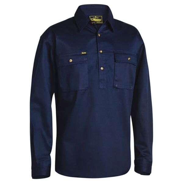 Bisley Closed Front Cotton Drill Shirt - Long Sleeve Thumbnail